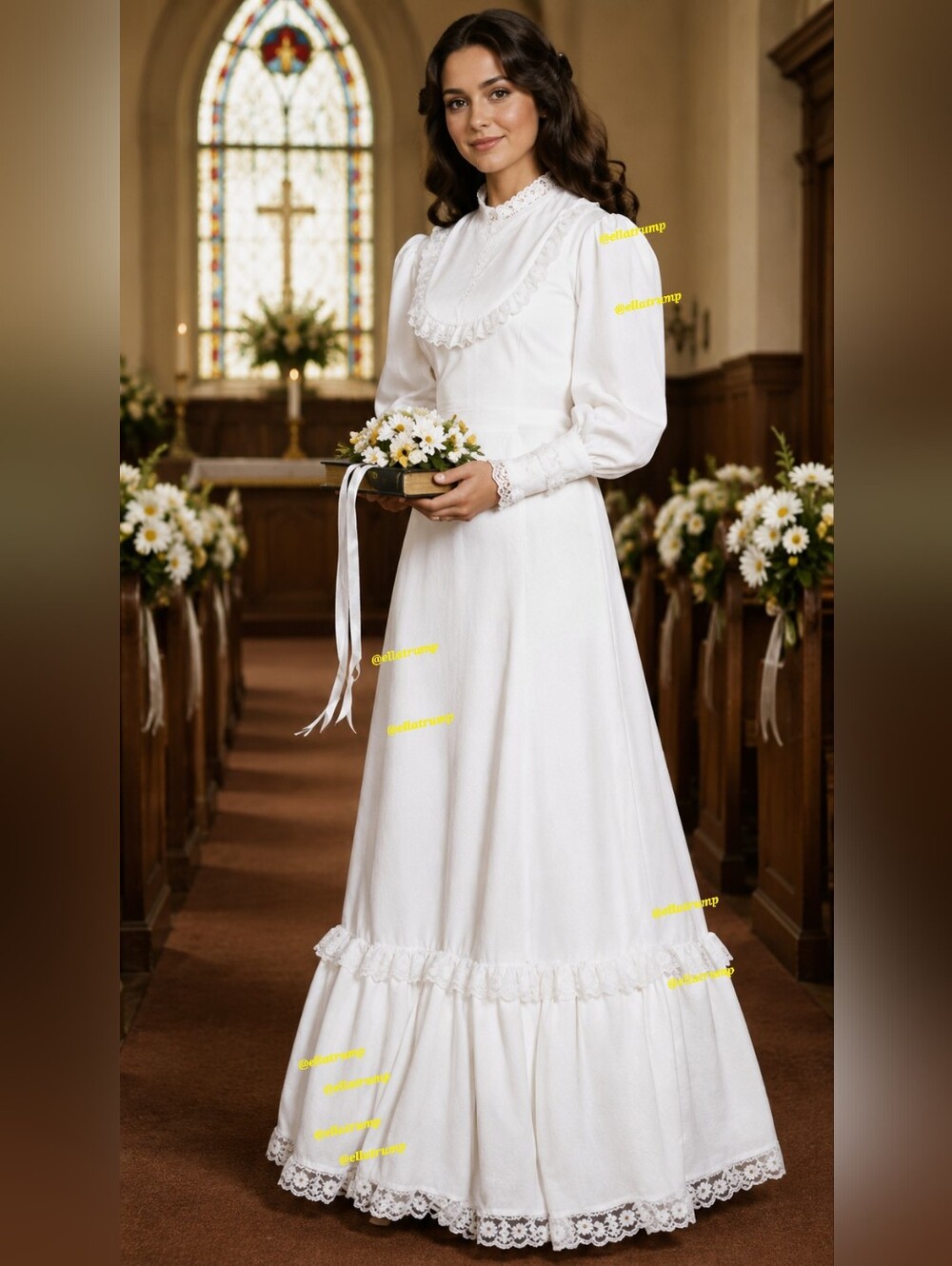 Vintage Handmade 1975 Wedding Renaissance Bridal Dress Probably Size 9
